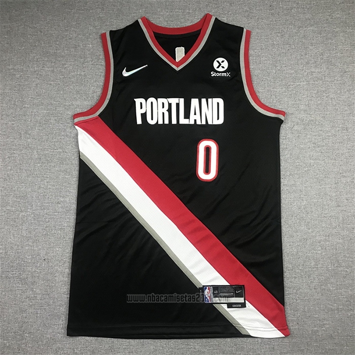 Camiseta Portland Trail Blazers Damian Lillard #0 Icon 2021-22 Negro